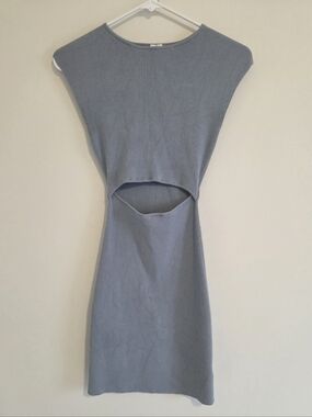 Aritzia Wilfred Cutout Knit Mini Dress In Dune Blue